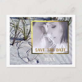 Cartão Postal De Anúncio Sandy Beach Sua Foto Salva a Data