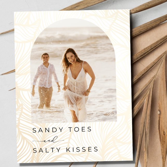 Cartão Postal De Anúncio Sandy Toes Arch Photo Beach Casamento Salve a data (Sandy Toes Arch Photo Beach Wedding Save the Date  Postcard)