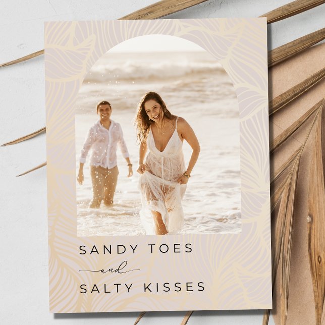 Cartão Postal De Anúncio Sandy Toes Arch Photo Beach Casamento Salve a data (Sandy Toes Arch Photo Beach Wedding Save the Date Postcard)