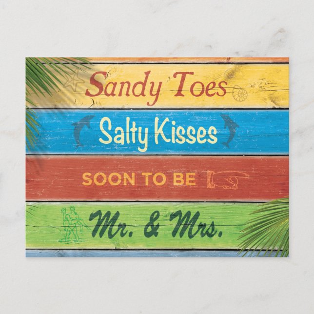 Cartão Postal De Anúncio Sandy Toes Salty Kisses Salty Salve a Data (Frente)