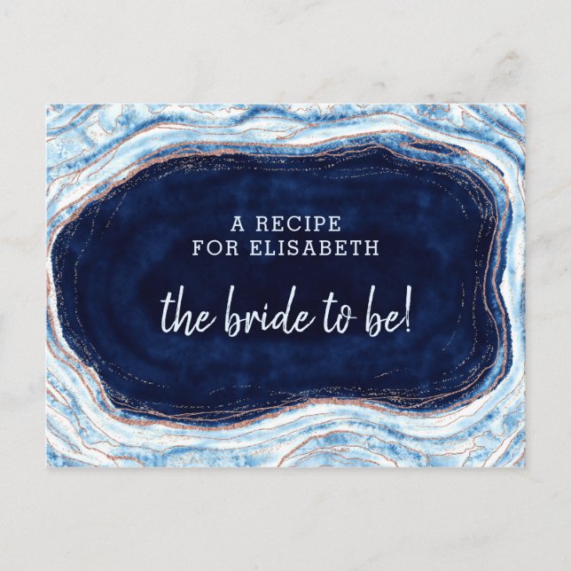 Cartão Postal De Anúncio Sapphire Blue Rosa Geode Node Bride para Cartão de (Frente)