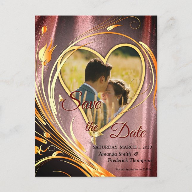 Cartão Postal De Anúncio Satinado de Cobre/Latão e Flor Gráfica (Frente)