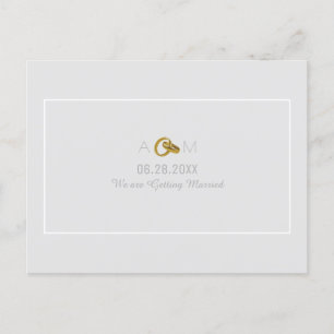Cartão Postal De Anúncio save-the-date . alianças de casamento casando