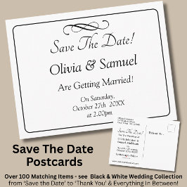 Cartão Postal De Anúncio Save The Date -Black & White with Infinity Scroll 