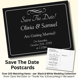 Cartão Postal De Anúncio Save The Date -Black & White with Infinity Scroll 