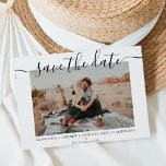 Cartão Postal De Anúncio Save the date modern chic typography photo<br><div class="desc">Save the date modern chic typography photo</div>