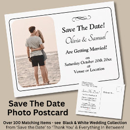 Cartão Postal De Anúncio Save The Date, Photo - Black & White with Infinity