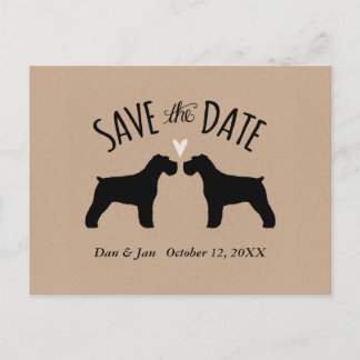 Cartão Postal De Anúncio Schnauzer Silhouettes Casou Salve a Data