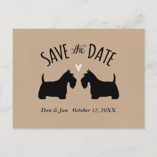 Cartão Postal De Anúncio Scottish Terrier Silhouettes Casamento Salve a Dat