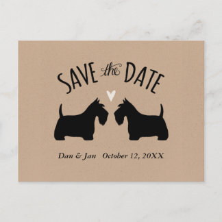 Cartão Postal De Anúncio Scottish Terrier Silhouettes Casamento Salve a Dat