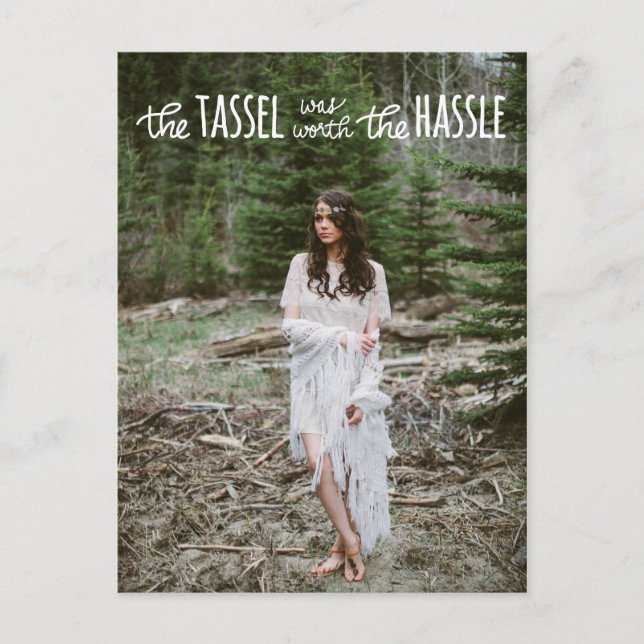 Cartão Postal De Anúncio Script de Cubo Branco do formando | Salvar A Foto  (Frente)