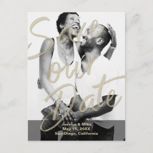 Cartão Postal De Anúncio Script de Fotografia Moderno Dourado Preto Salve N