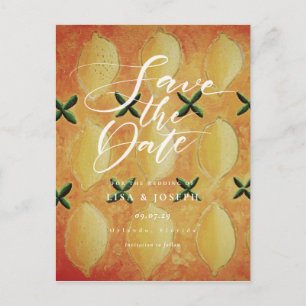 Cartão Postal De Anúncio Script de País de Fruta de Limões Salvar a Data