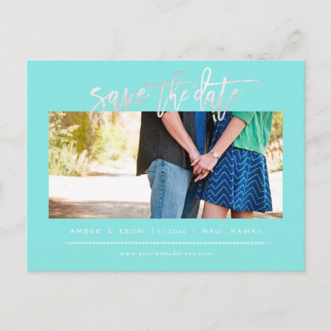 Cartão Postal De Anúncio Script de Pincel Moderno do Platinum Platinum Blus (Frente)