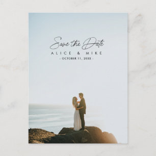 Cartão Postal De Anúncio Script elegante caligrafia Save the Date Foto Ann