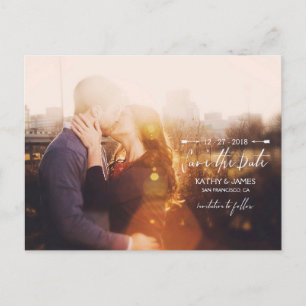 Cartão Postal De Anúncio Script Estiloso & Foto Completa com Setas Save the