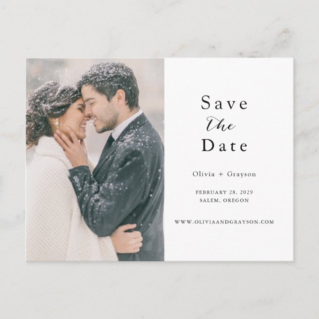 Cartão Postal De Anúncio Script Foto Salve a Data (Frente)