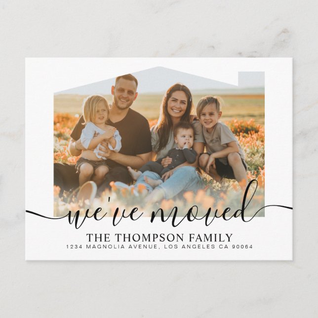 Cartão Postal De Anúncio Script Moderno, Movimentamos Nova Foto para Casa (Frente)