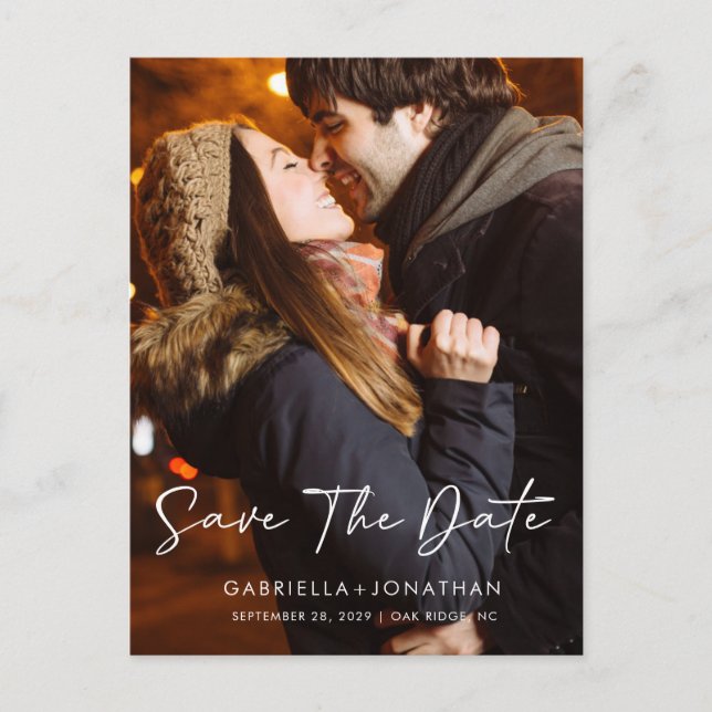 Cartão Postal De Anúncio Script Moderno Simples Salva O Casamento De Fotogr (Frente)