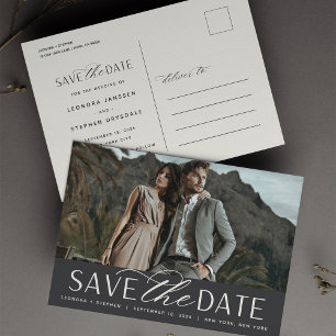Cartão Postal De Anúncio Script Suave Foto: Casamento Salvar a Data