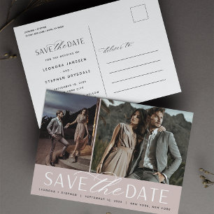 Cartão Postal De Anúncio Script Suave   Salve o Dia de Casamento com Duas F