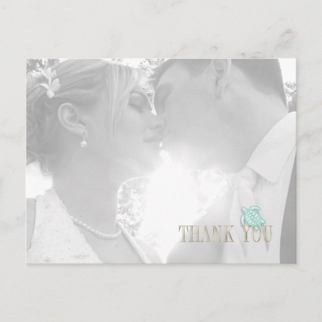 Cartão Postal De Anúncio Sea Foam Beach Wedding Thank You ID837 (Frente)