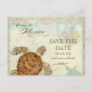 Cartão Postal De Anúncio Sea Turtle Modern Coaster Ocean Beach Swirls Estil