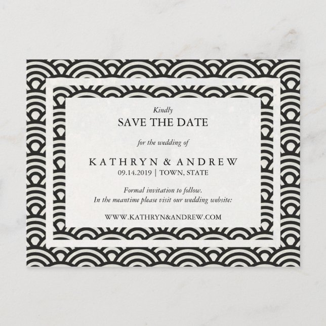 Cartão Postal De Anúncio Seigaiha Japonês Ondas Salva A Data Sem Foto (Frente)