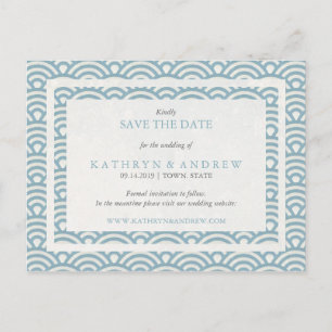 Cartão Postal De Anúncio Seigaiha Japonês Ondas Salva A Data Sem Foto