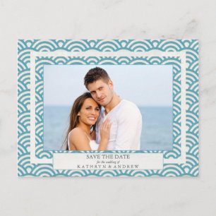 Cartão Postal De Anúncio Seigaiha Japonês Ondas Salva A Fotografia Da Data