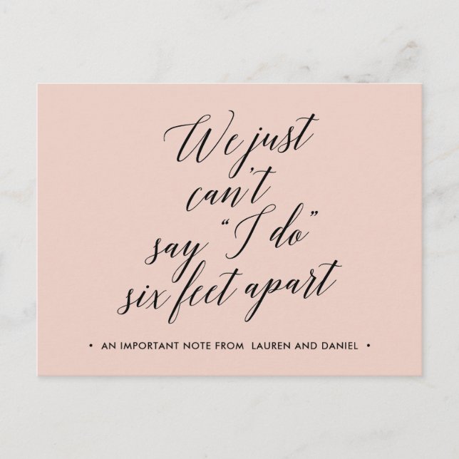 Cartão Postal De Anúncio Seis Pés de Distância Mudança de Planos Adiada per (Frente)