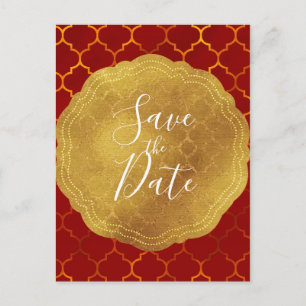 Cartão Postal De Anúncio Selo Dourado em Folha Fogo Vermelho Indiano Salve 
