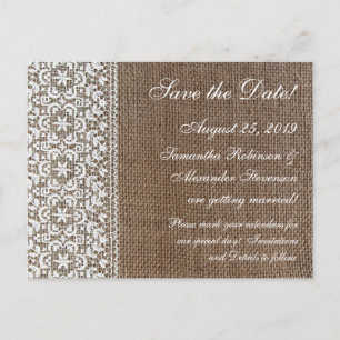 Cartão Postal De Anúncio Sencillo Burlap e Renda