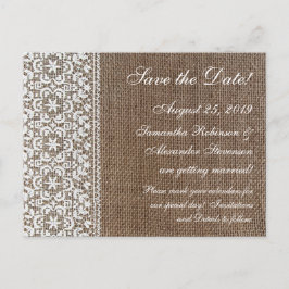 Cartão Postal De Anúncio Sencillo Burlap e Renda