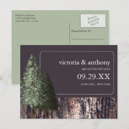 Cartão Postal De Anúncio Sequoias e Latidos, Casamento Russo Salve a Data
