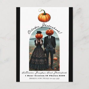 Cartão Postal De Anúncio Sessão de Fotos de Halloween de Outono com Cabeça 