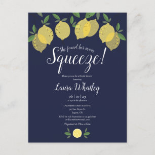 Cartão Postal De Anúncio Seu Acontecimento de Chá de Noiva Limão Azul Marin