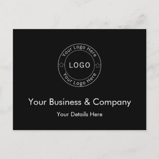 Cartão Postal De Anúncio Seu logotipo empresarial em personalizado preto