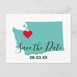 Cartão Postal De Anúncio Seu Mapa de Washington em Formato Save the Date