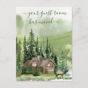 Cartão Postal De Anúncio Seu Quarto de Hóspedes Mudou Montanha Floresta Cab