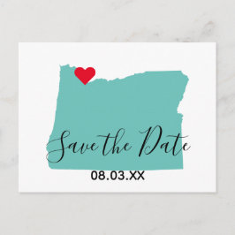 Cartão Postal De Anúncio Seus Cores Mapa de Oregon em Forma Save the Date
