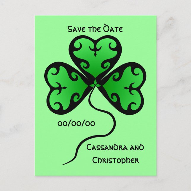 Cartão Postal De Anúncio Shamrock salvar a data (Frente)