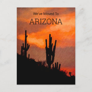 Cartão Postal De Anúncio Silhueta de Cacto Saguaro Pôr do Sol no Arizona em