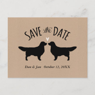 Cartão Postal De Anúncio Silhuetas de Golden Retriever Casamento Save the D