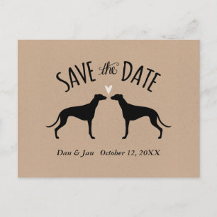 Cartão Postal De Anúncio Silhuetas de Greyhound Casamento Salvar a Data