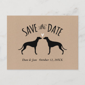 Cartão Postal De Anúncio Silhuetas de Greyhound Casamento Salvar a Data