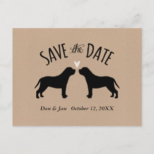 Cartão Postal De Anúncio Silhuetas de Mastim Casamento Save the Date
