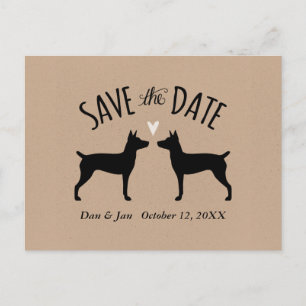 Cartão Postal De Anúncio Silhuetas de Rat Terrier Casamento Save the Date