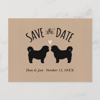 Cartão Postal De Anúncio Silhuetas de Shih Tzu Casamento Salvar a Data
