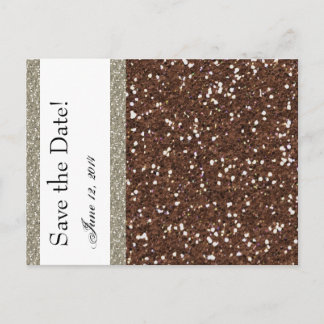 Cartão Postal De Anúncio Silver Brown Glitter - Olhar Salva a Data
